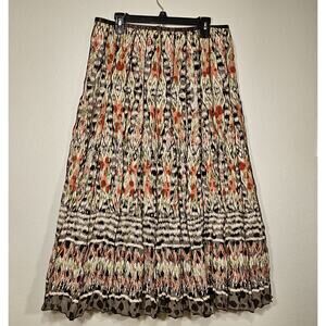 Sharon Young Long Maxi Skirt Women's  Sz 10 Brown Red  Cream Boho Western